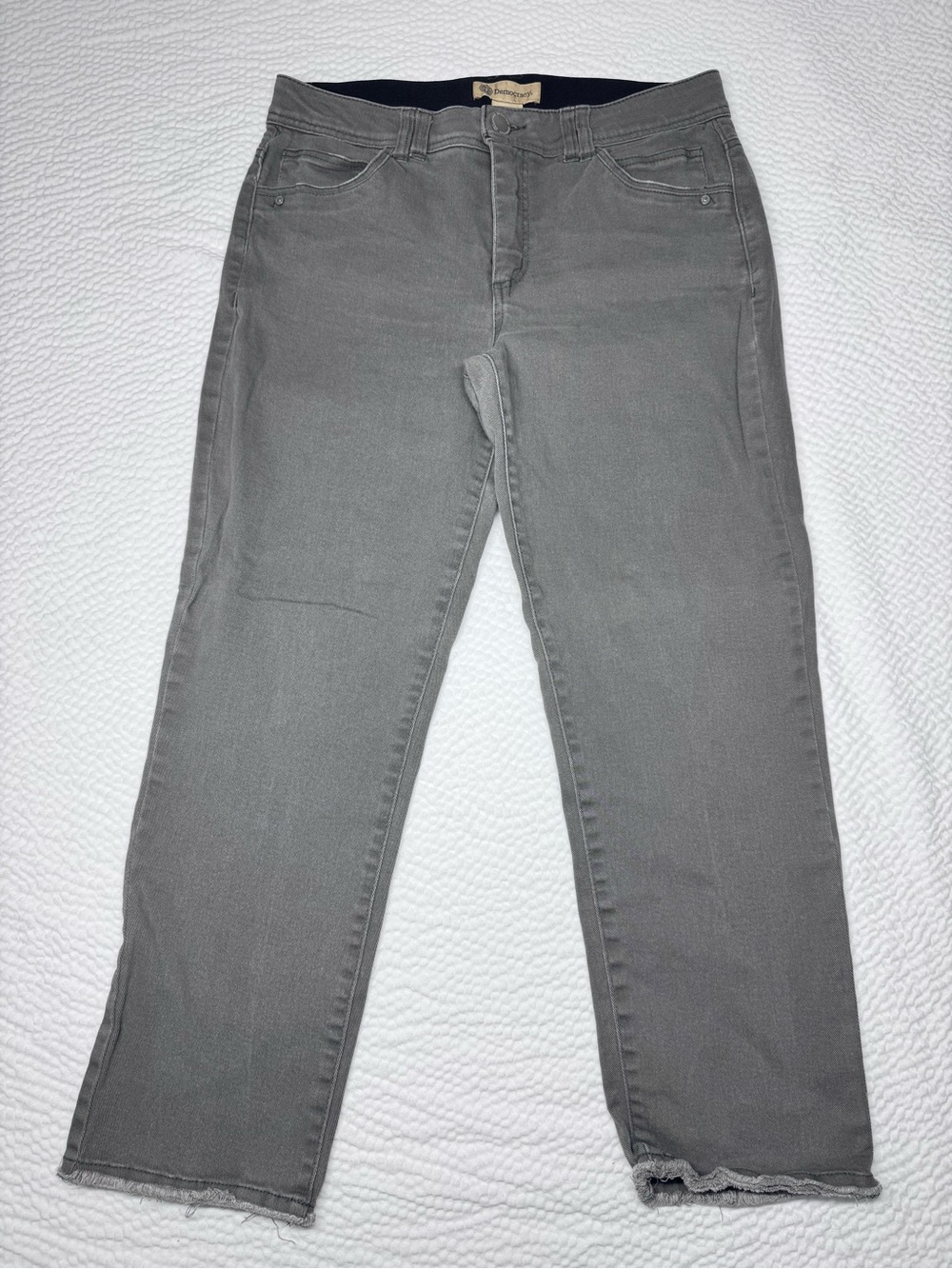Democracy Ab Technology Gray Jeans Size 12 Frayed Hem Distressed